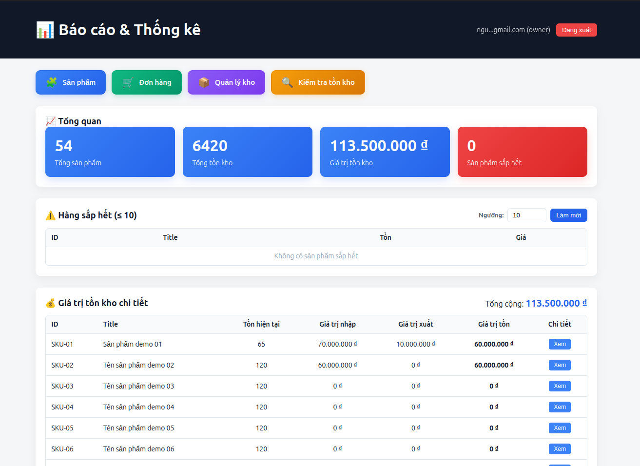 Phần mềm Quản lý Kho bằng Excel Miễn phí